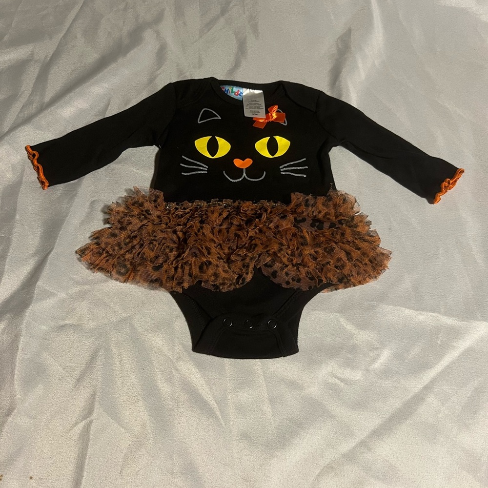 Black and Brown Cat Bodysuit with Tutu